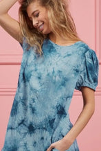 BiBi Puff Sleeve With Side Pockets Tie Dye Dress Casual Dresses