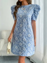 Round Neck Puff Short Sleeve Mini Dress Woman Dress