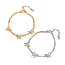 2-Piece Inlaid Zircon Butterfly Bracelet