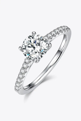 1 Carat Moissanite 925 Sterling Silver Side Stone Ring Silver Rings