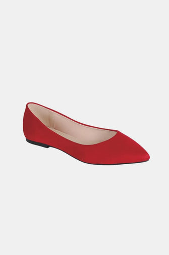 Forever Link Pointy Toe Slip On Flat Loafers Red