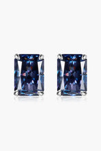 2 Carat Rectangle Moissanite 4-Prong Stud Earrings Blue One Size Earrings