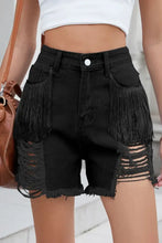 Distressed Fringe Denim Shorts Black & Black Denim Shorts