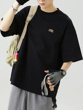Men's Plus Size Embroidered Round Neck Half Sleeve T-Shirt