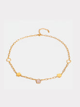 Stainless Steel White Mother-Of-Pearl Flower Necklace Gold One Size