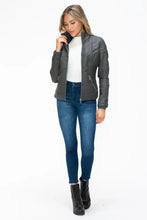 YMI Faux Layered Double-Zipper Jacket with Fuzzy Hood Woman Outerwear