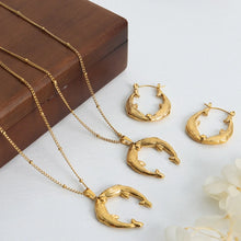 Gold Horseshoe Jewelry Set with Necklace and Earrings Gold One Size