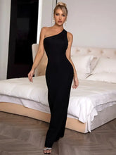 Cutout One-Shoulder Maxi Dress Black Cocktail Dress