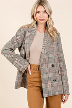 Mittoshop Plaid Double Breasted Relaxed Fit Blazer BROWN COMBO Woman Outerwear