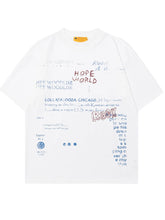 Men's Letter Round Neck Oversized T-Shirt White