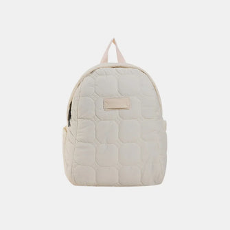 Quilted Polyester Backpack Bag Ivory One Size