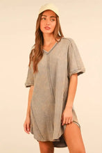 VERY J Plus Size Mineral Washed Ribbed Knit Mini Dress Denim Casual Dresses