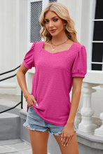 Eyelet Short Sleeve T-Shirt Hot Pink