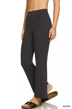 Black high-waisted zenana heavy ponte pintuck pants with elastic waistband and sleek straight-leg cut