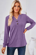 V-Neck Buttoned Long Sleeve Blouse Woman Blouses
