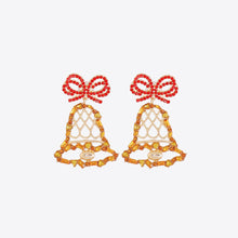 Rhinestone Alloy Christmas Bell Earrings Red One Size