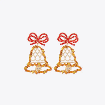 Rhinestone Alloy Christmas Bell Earrings Red One Size Earrings