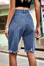 Raw Hem High Waist Denim Shorts with Pockets Denim Shorts
