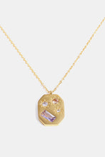 Inlaid Zircon Pendant Stainless Steel Necklace Hexagon Gold One Size