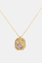 Inlaid Zircon Pendant Stainless Steel Necklace Hexagon Gold One Size Necklaces