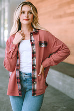Plaid Button Down Collared Jacket Strawberry