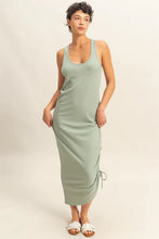 HYFVE Scoop Neck Side Tie Detail Midi Dress SAGE GREEN