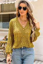 Openwork V-Neck Cardigan Chartreuse
