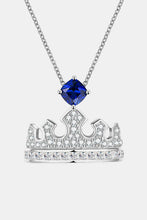Zircon Lab-Grown Sapphire Crown Shape Pendant Necklace Royal Blue One Size