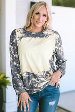 Tie-Dye Round Neck Long Sleeve T-Shirt Cream