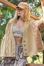 POL Quilting Patch Button Up Cable Knit Jacket Woman Outerwear