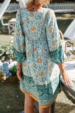 Devine Printed Tie Neck Mini Dress Woman Casual Dress