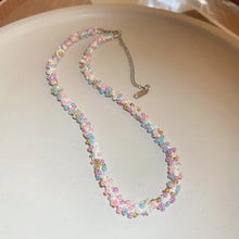 Titanium Steel Rice Bead Necklace Pink Purple One Size
