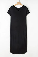 Slit Round Neck Short Sleeve Maxi Dress Woman Maxi Dress