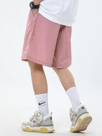 Men's Plus Size Drawstring Shorts with Pockets Dusty Pink
