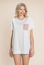 Cotton Bleu by Nu Label Contrast Striped Short Sleeve T-Shirt Berry
