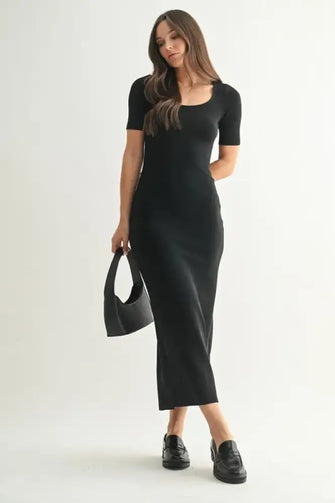 MONO B Laguna Soft Drape Maxi Dress BLACK Casual Dresses