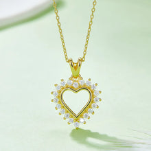 Moissanite 925 Sterling Silver Heart Pendant Necklace Gold One Size