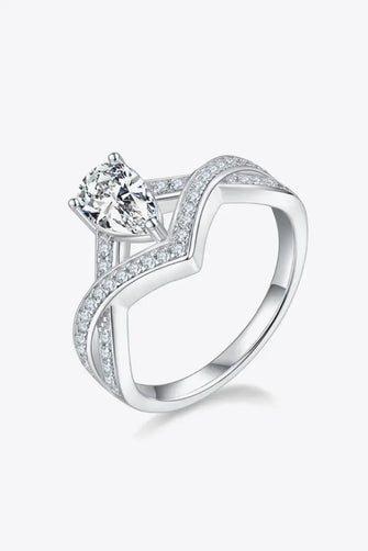 1 Carat Moissanite Teardrop 925 Sterling Silver Ring Silver Rings