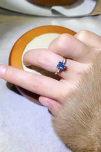 1 Carat Moissanite Heart-Shaped Platinum-Plated Ring in Blue Rings