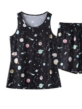 Printed Round Neck Top and Shorts Lounge Set