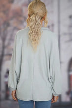 Full Size Half Button Collared Neck Long Sleeve Sweatshirt Woman Sweatshirts