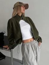 Honey Zip Up Long Sleeve Cropped Jacket Woman Outerwear