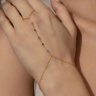 18K Gold-Plated Inlaid Zircon Bracelet Gold One Size