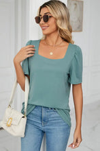 Square Neck Puff Sleeve T-Shirt Woman T Shirts