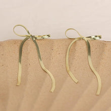Stainless Steel Bow Bar Earrings Gold One Size