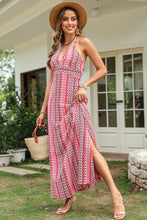 Slit Printed Halter Neck Dress Woman Maxi Dress