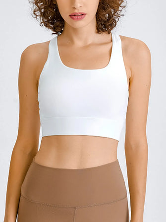Millennia Double Take Square Neck Racerback Cropped Tank White