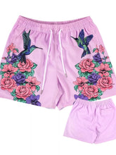 Men's Plus Size Drawstring Printed Shorts Pink Purple