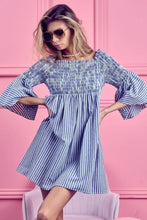 BiBi Smocked Off Shoulder Striped Dress Casual Dresses