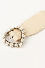 Pearl Heart Buckle Elastic Belt Belts